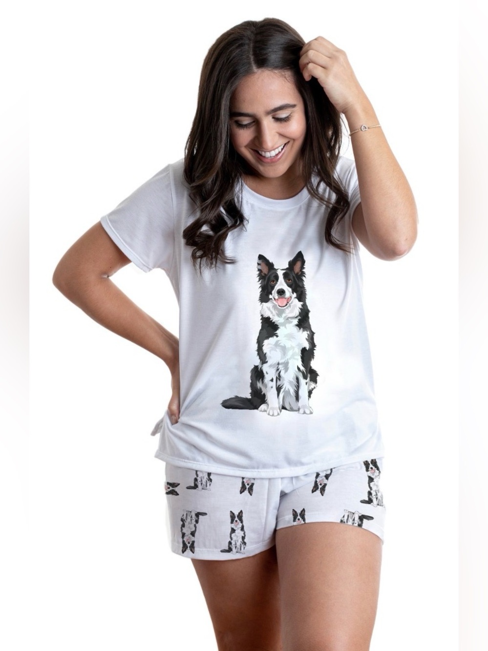 Border collie pajama set for women, doggy pjs, puppy outfit, Border collie pj